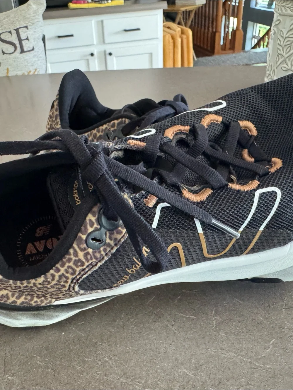 New Balance Black Sneakers with Leopard Print Accents